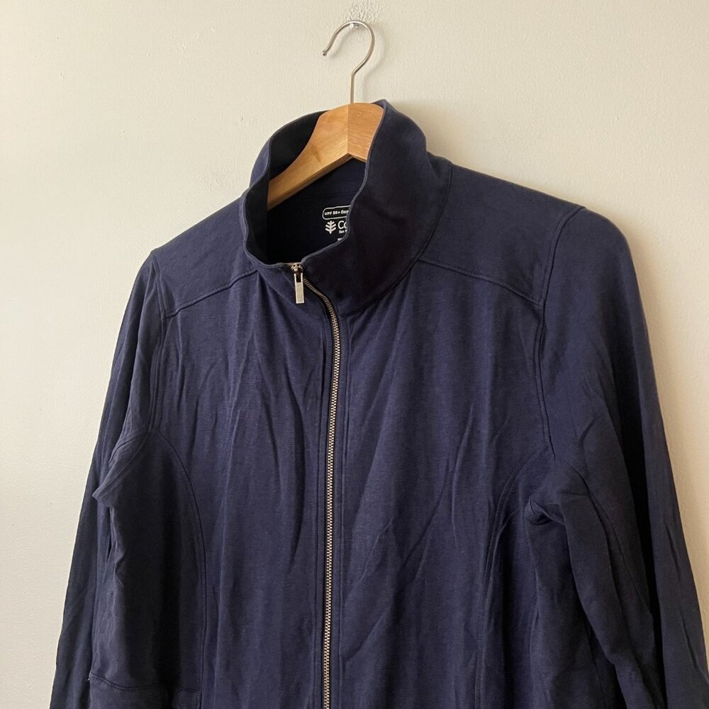 Coolibar UPF Sun Protection Full Zip Cruise Jacket Navy Blue Women's Size Medium - Picture 3 of 8